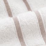 Toalla de Baño Boston en Color Blanco con Líneas Taupe de 76 x 152 Cm