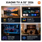Televisor Smart TV A 2026 de 55 Plg 4K UHD con Google TV y Dolby Audio