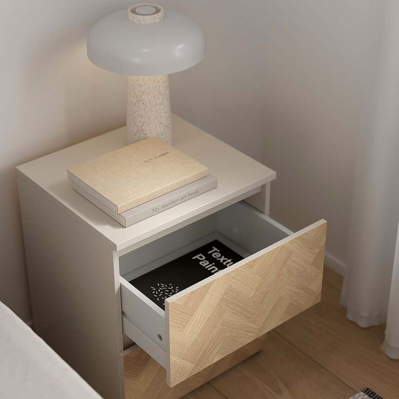 Mesa de Noche Maise con 2 Cajones Compacta para Dormitorio de 39.6 cm Color Roble