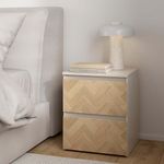 Mesa de Noche Maise con 2 Cajones Compacta para Dormitorio de 39.6 cm Color Roble