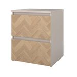 Mesa de Noche Maise con 2 Cajones Compacta para Dormitorio de 39.6 cm Color Roble