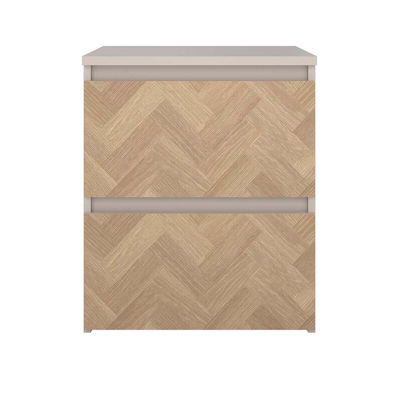Mesa de Noche Maise con 2 Cajones Compacta para Dormitorio de 39.6 cm Color Roble