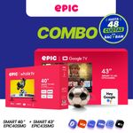 Combo Televisor Smart de 43" + 40" con Google TV, Wi-Fi y Bluetooth