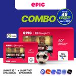 Combo Televisor Smart de 50 Plg y 32 Plg Google TV con Wi-Fi y Bluetooth