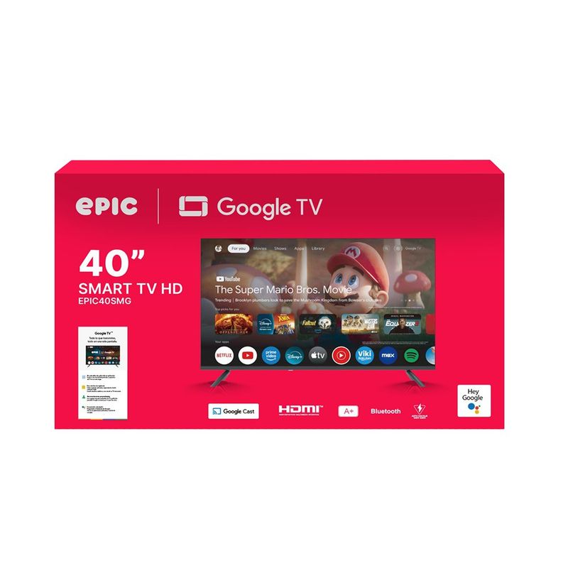 Televisor Smart de 40 Plg Google TV Full HD con Wi-Fi, Bluetooth, HDMI y USB