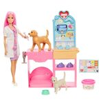 Set de Barbie Clínica Veterinaria con Muñeca, Mascotas y Accesorios
