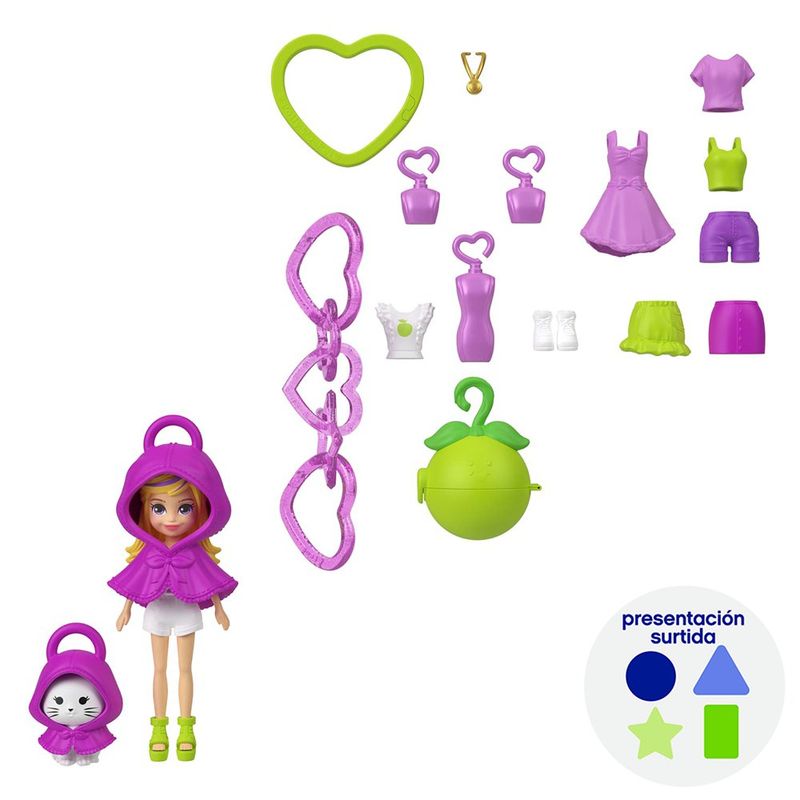 Set Polly Pocket Llavero Keychain Style Kit con Accesorios - Presentación Surtida