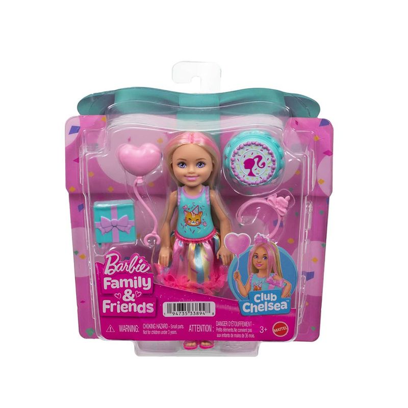 Muñeca Chelsea Cumpleaños Barbie Club con Accesorios de Fiesta