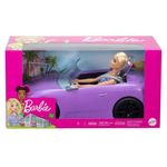 Muñeca Barbie con Auto Convertible Morado para Juego de Moda