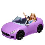 Muñeca Barbie con Auto Convertible Morado para Juego de Moda