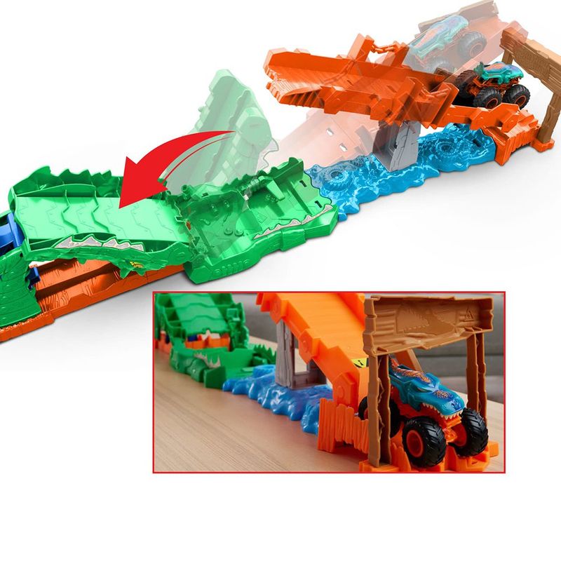Pista Cocodrilo Hot Wheels Monster Trucks con Mega-Wrex Vehículo a 1:64