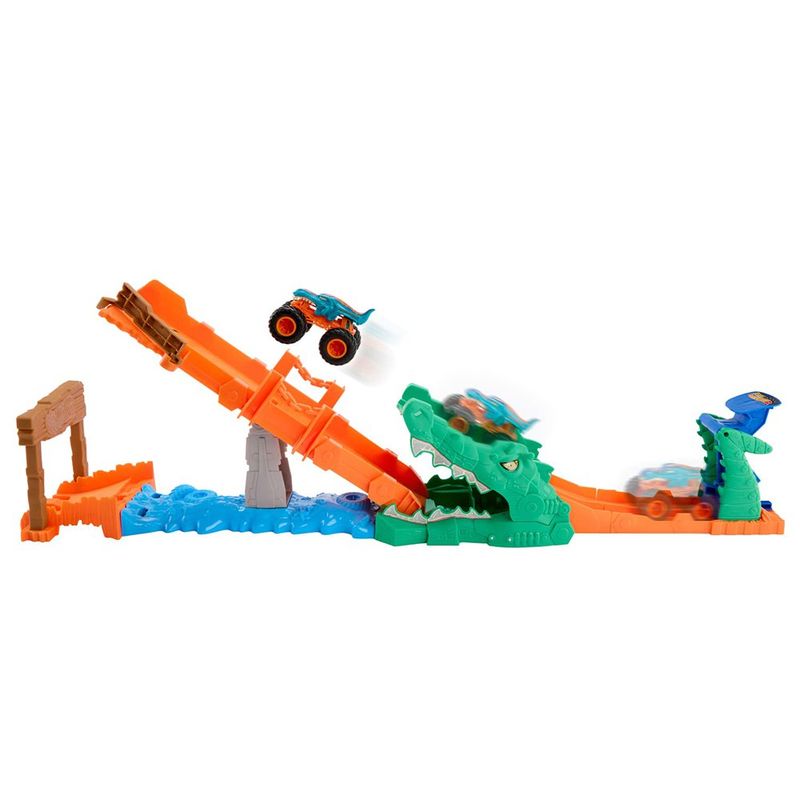 Pista Cocodrilo Hot Wheels Monster Trucks con Mega-Wrex Vehículo a 1:64