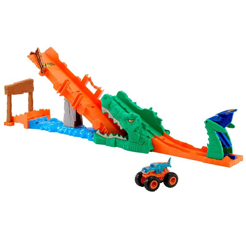 Pista Cocodrilo Hot Wheels Monster Trucks con Mega-Wrex Vehículo a 1:64