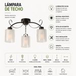 Lámpara de Techo de 3 Luces en Color Chocolate con Base E27 40W