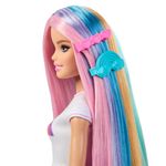 Muñeca Barbie Mechas Arcoíris Sparkle Hair con Cabello con 12 Accesorios