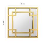 Set de 3 Espejos de Pared Cuadrados con Marco Dorado de 25 x 25 Cm