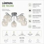 Lámpara de Techo Cromada de 5 Luces Tipo Esfera con Base E27 40 W