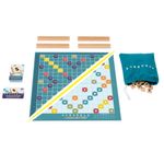 Juego de Mesa Scrabble de Madera 2 en 1 con Tablero, Fichas y Bolsa