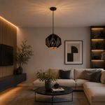 Lámpara Colgante de 1 Luz Geométrica en Metal de Color Negro con Base E27 40W