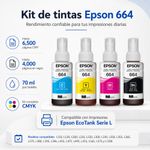 Set de 4 Botellas de Tinta Epson 664 para Impresoras en 70 ml