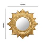 Set de 3 Espejos Decorativos Estilo Sol Vintage en color Dorado de 25 x 25 Cm