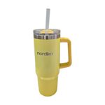 Termo de Acero Inoxidable Doble Pared con Asa, Tapa y Pajilla de 880 mL - Colores Surtidos