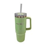 Termo de Acero Inoxidable Doble Pared con Asa, Tapa y Pajilla de 880 mL - Colores Surtidos