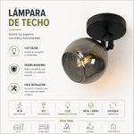 Lámpara para Techo de 1 Luz en Color Negro con Base E27 40 W
