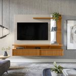 Módulo para TV Margo de 60 Plg con Estantes 182 cm Blanco y Café