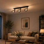 Lámpara Interior para Pared Base E27 de 40W Reflectora Negra 3 Luces