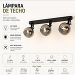 Lámpara Interior para Pared Base E27 de 40W Reflectora Negra 3 Luces