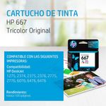 Cartucho de Tinta TriColor 667 Ink Advantage para Impresoras