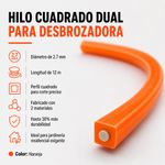 Hilo Dual para Desbrozadora de 2.7 mm x 12 Metros Color Naranja