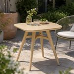 Mesa Cuadrada Naty de Plástico Resistente para Exterior 71 x 71 x 74 cm Color Blanco Crema