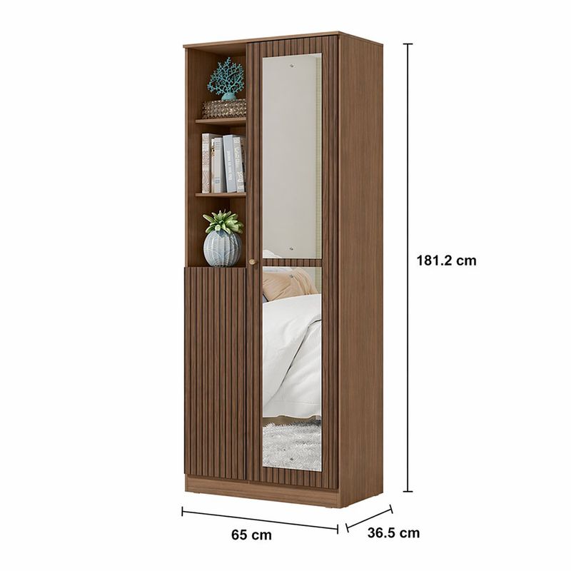 Armario Terra con Espejo y Repisas para Dormitorio 36.5 x 42 x 181 cm