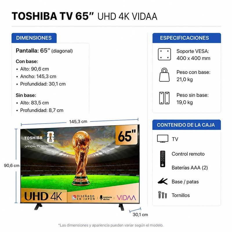 Televisor Smart de 65" LED Ultra HD 4K Modelo C350RS