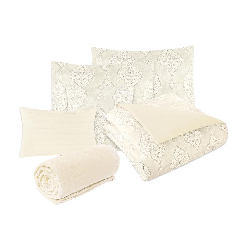 Set de Edredón de 6 Piezas King en Microfibra Diseño Linen Amarillo