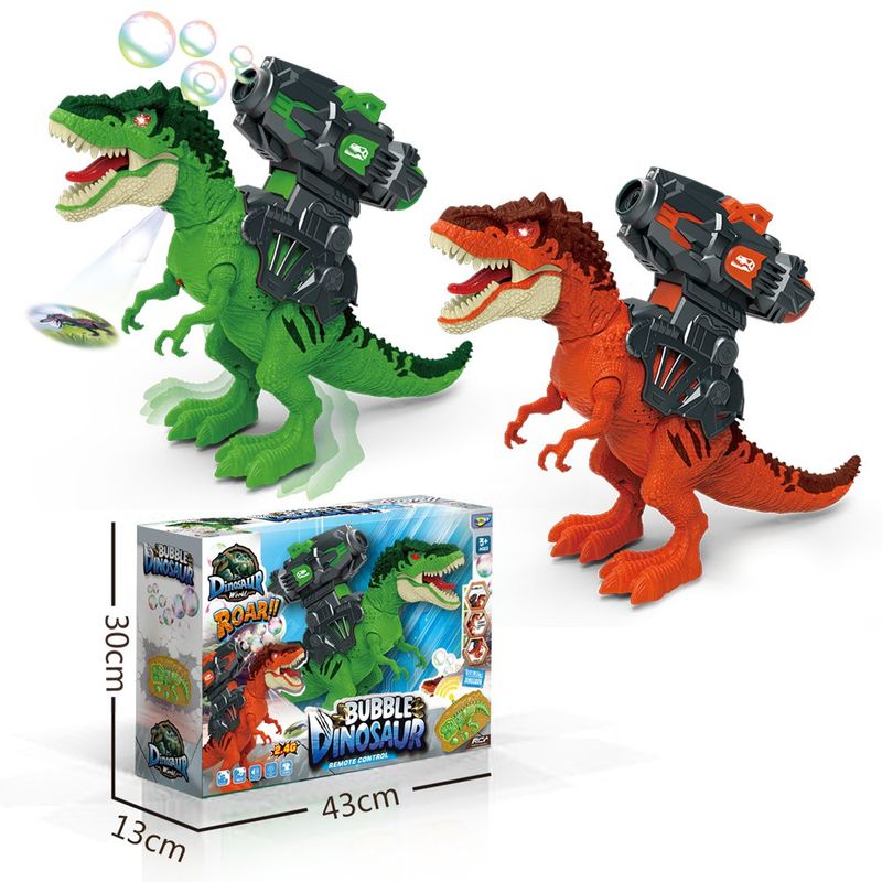 Dinosaurio Lanza Burbujas con Control Remoto y Proyección para Niños Color Verde