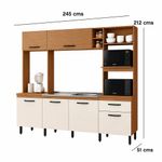 Cocina Modular Zoe con Lavaplatos, 6 Puertas y 1 Gaveta 245 x 51 x 212 cm Color Crema