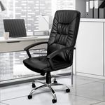 Silla de Oficina Calabria Ergonómica Acabado en Cuero Sintético de 61 x 27 x 45 Cm Color Negro
