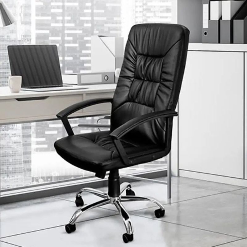Silla de Oficina Calabria Ergonómica Acabado en Cuero Sintético de 61 x 27 x 45 Cm Color Negro