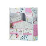 Set de Sábanas Jardín Infantil Full Queen con Diseño Floral Color Blanco y Rosado de 3 Piezas