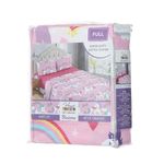 Set de Cubrecama Unicornio y Mariposa Full Queen con Diseño Rosado Multicolor de 3 Piezas