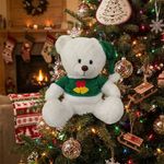 Oso de Peluche Blanco Navideño con Gorro de Santa Claus 10 Plg