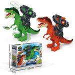 Dinosaurio Lanza Burbujas con Control Remoto y Proyección para Niños Color Rojo y Naranja