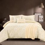 Set de Edredón de 6 Piezas Queen en Microfibra Diseño Linen Amarillo
