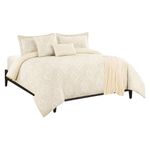 Set de Edredón de 6 Piezas Queen en Microfibra Diseño Linen Amarillo