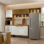 Cocina Compacta Sara de 258 x 38 x 196 cm con 5 Puertas y 2 Gavetas Crema y Café Claro