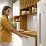 Cocina Compacta Sara de 258 x 38 x 196 cm con 5 Puertas y 2 Gavetas Crema y Café Claro