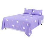 Set de Sábanas Queen Diseño de Gatitos Color Lila de 4 Piezas